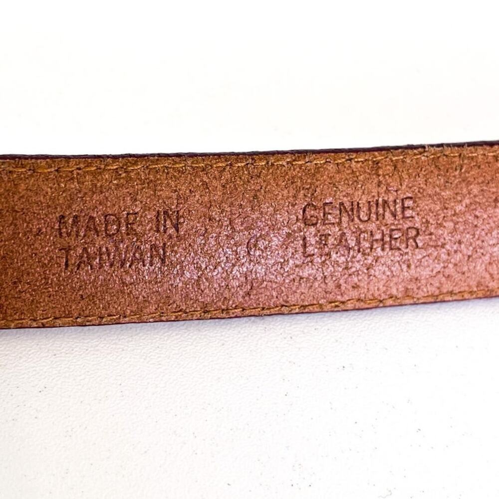 Vintage 90s Talbots Artsy Western Womens Belt Size M Cognac Leather Skinny Work‎ - Picture 8 of 9